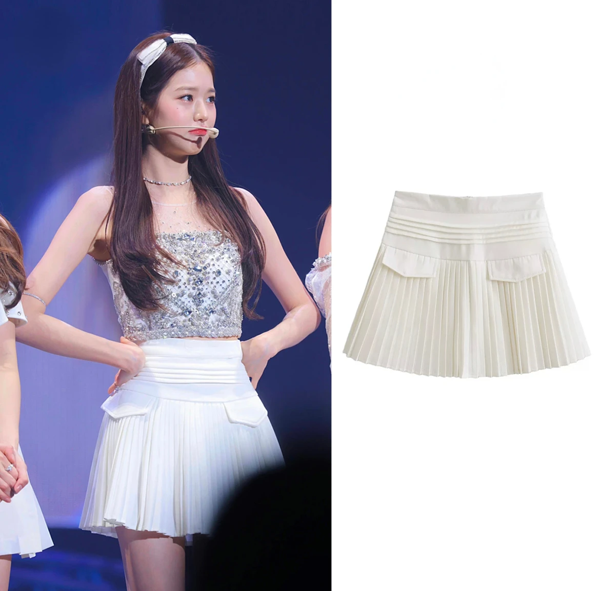 

Kpop Jang Won Young New Sexy A-line Pleated Skirt Concert Dancer Festival Clothing Rave Stage Jazz High Waist Loose Mini Skirts