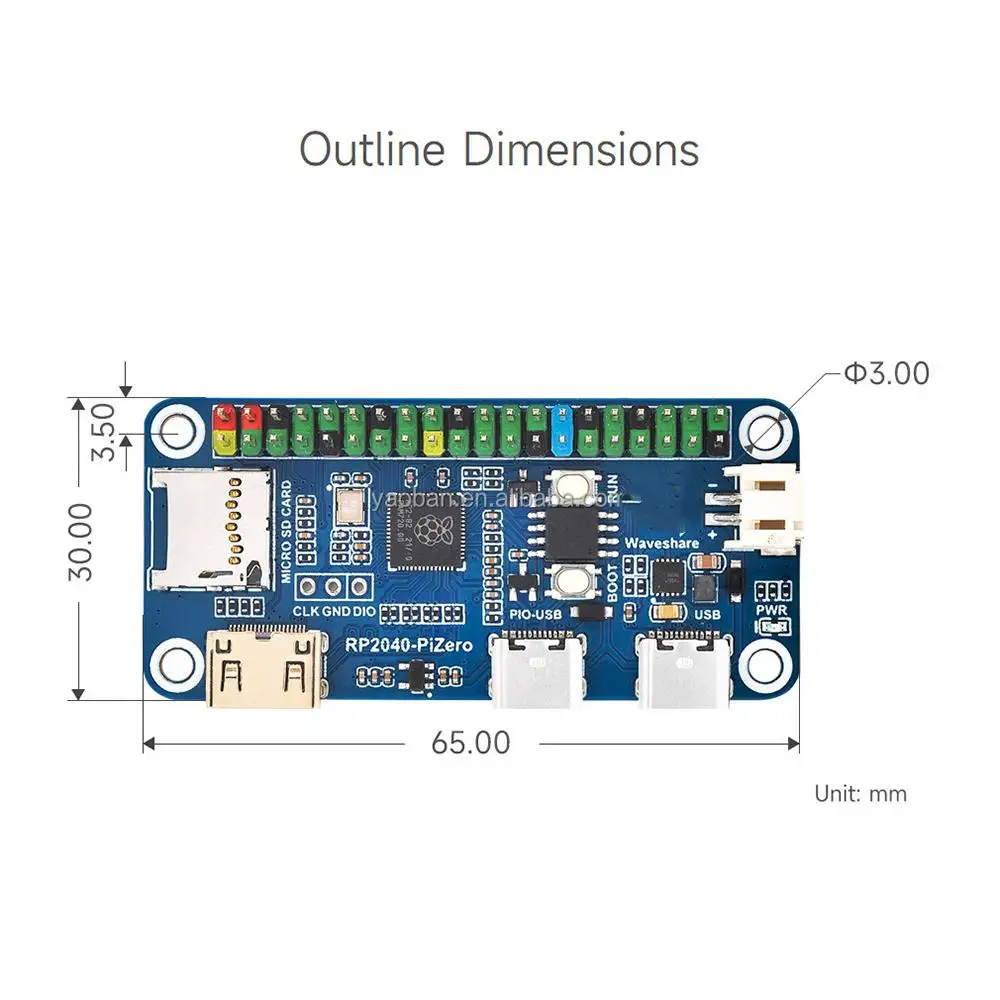 Raspberry Pi PICO RP2040-PiZero на базе RP2040 совместимая с платой разработки размера ZERO