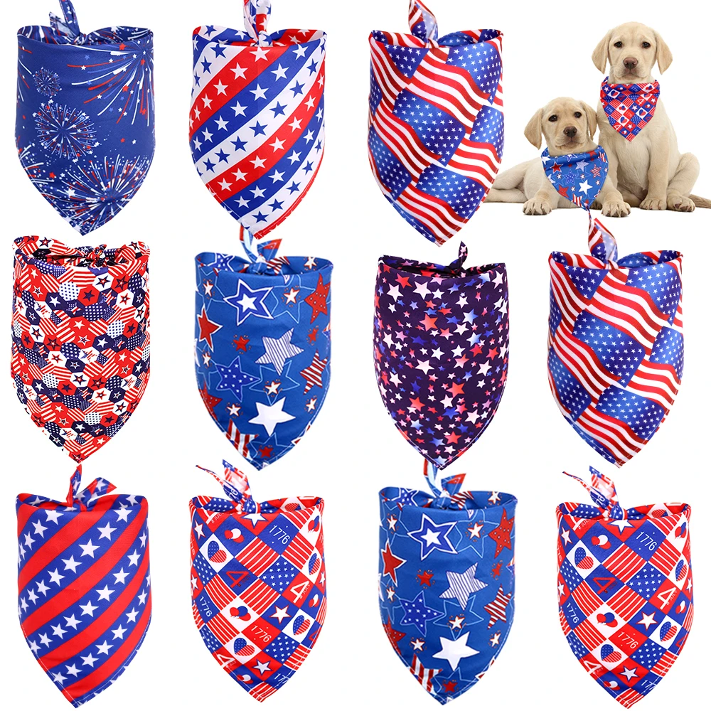 

July Pet Dogs For Bandana For Grooming 4th Dog Products For Dog Bandanas Dogs Independence Cat 30pcs Bulk Bandanas Day Small Pet