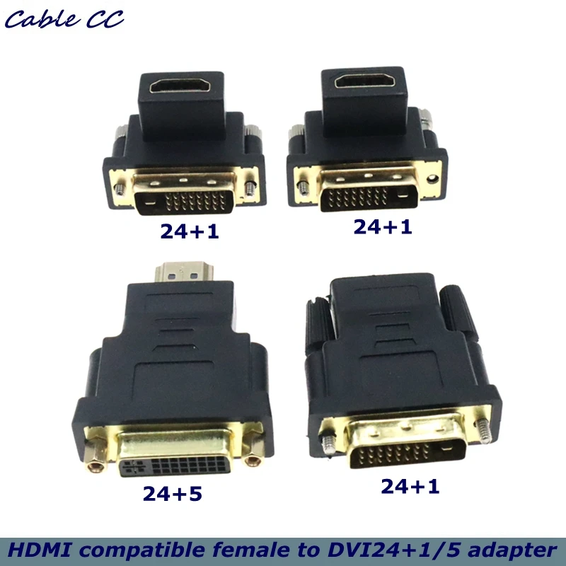 Фото HDMI-совместимый с женским и двунаправленным разъемами DVI D 24 + 5/24 + 1 штекер вверх вниз под углом головного света для проектора HDMI на DVI №1