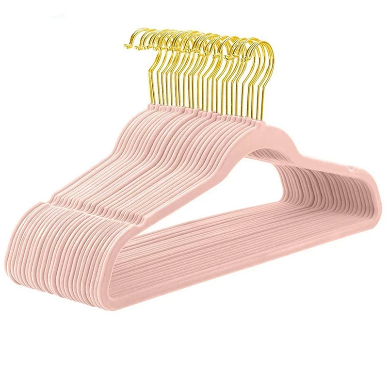 

20 Pieces Of Non-Slip Velvet Suit Hanger New Gold Hook Non-Slip Flocking Hanger Hanger Storage Artifact Adult Models