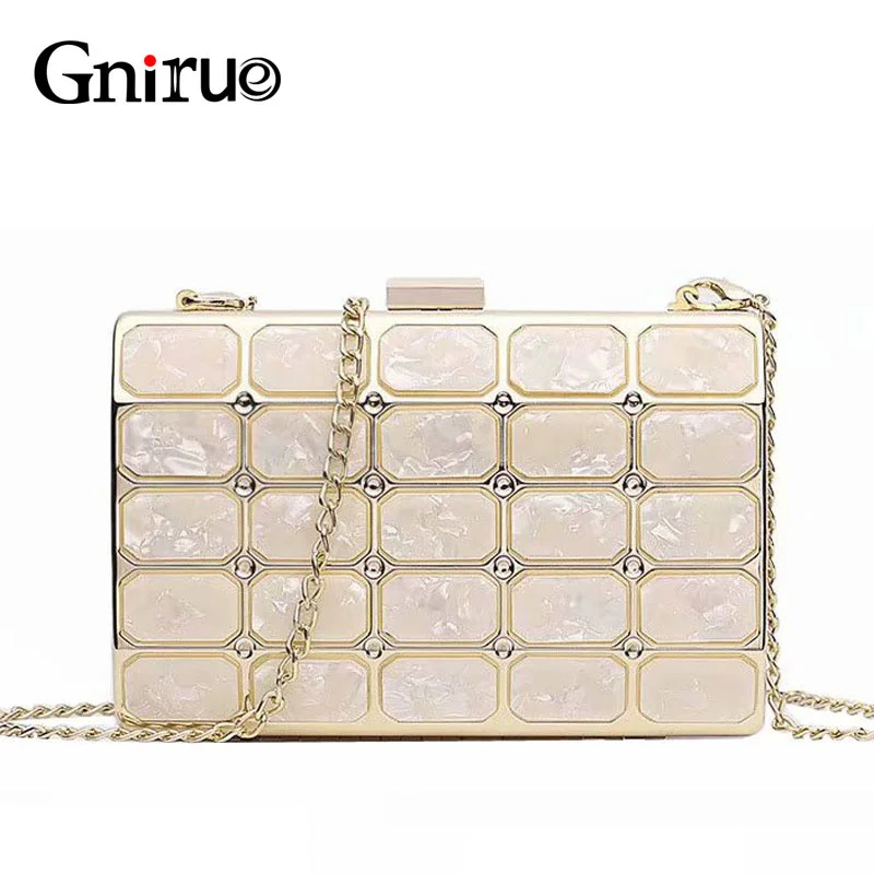 

Square Acrylic Handbags Mosaic Evening Clutches Wedding Party Prom Wallets Purse for Women Chain Shoulder Bags Free Shipping