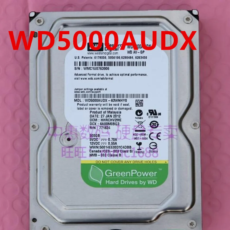 

Оригинальный 90% новый жесткий диск для WD 500 Гб SATA 3,5 "7,2 K 32 Мб настольный жесткий диск для WD5000AUDX