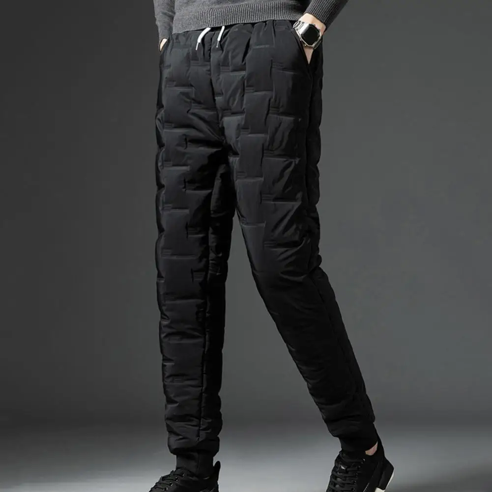 

Terrific Winter Trousers Quick Dry Winter Down Pants Solid Color All Match Ankle-banded Warm Winter Trousers Padded