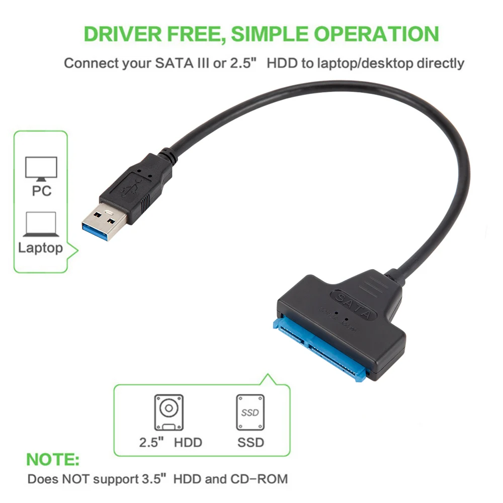 Кабель SATA-USB 3 0 USB 2 до 6 Гбит/с для внешнего жесткого диска 5 дюйма SSD SATA 22-контактный