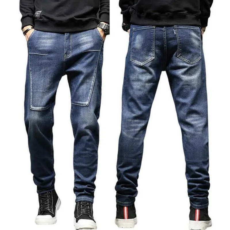 Ink Printing Jeans Straight Men's Jeans Male Hip-Hop Trousers Loose Patchwork Jeans Loose Baggy Jeans