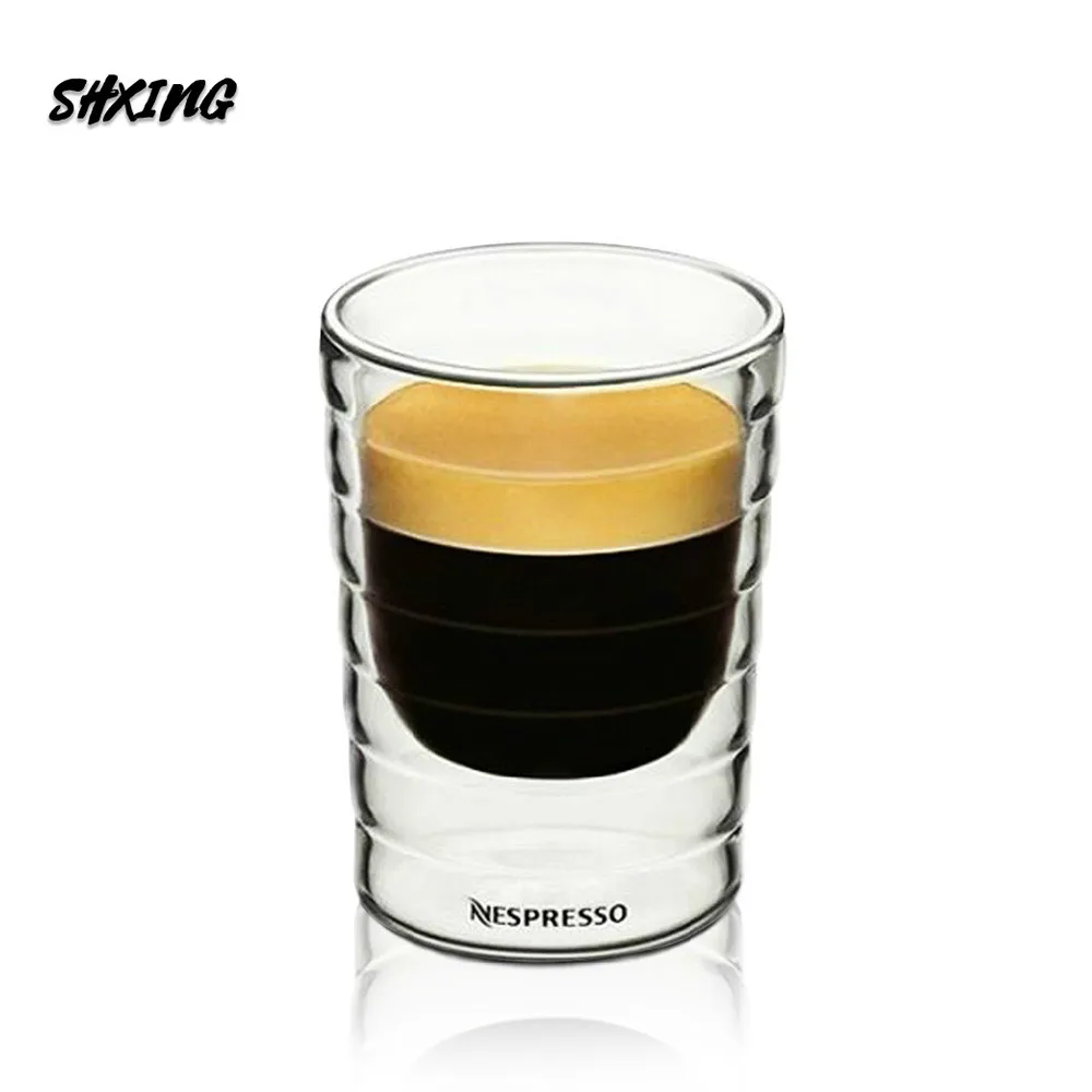 

Кофейная чашка Nespresso с двойными стенками, 85/150 мл, кофейная кружка, прозрачные Изолированные чашки для эспрессо, термостойкая чайная чашка, бессвинцовое стекло