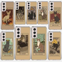 tarot card cute cats phone case coque for samsung galaxy s21 ultra 5g s20 fe s20 plus s10e s10 lite s8 s9 plus s7 cover funda