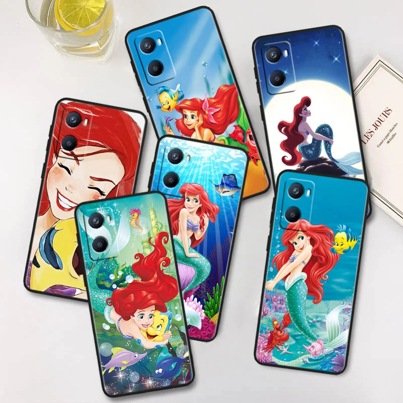 

Mermaid Disney Princess Cute Phone Case For OPPO A96 AA94 A93 A77S A76 A74 A73 A72 A57S A757E AX7 A1K 2022 2020 Black Cover