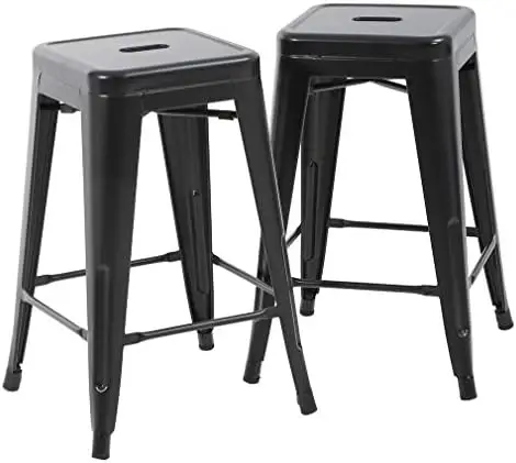 

Stools Counter Stool Barstools Set of 2 Industrial Metal Bar Stools Furniture Modern Backless 24\u201D Stackable Metal & Me Uph
