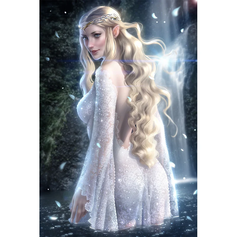 

Custom Print Game Gold Hair Elf Queen Nude Sexy Girl Art Posters Wall Art Canvas Painting for Living Room Home Decor Picture