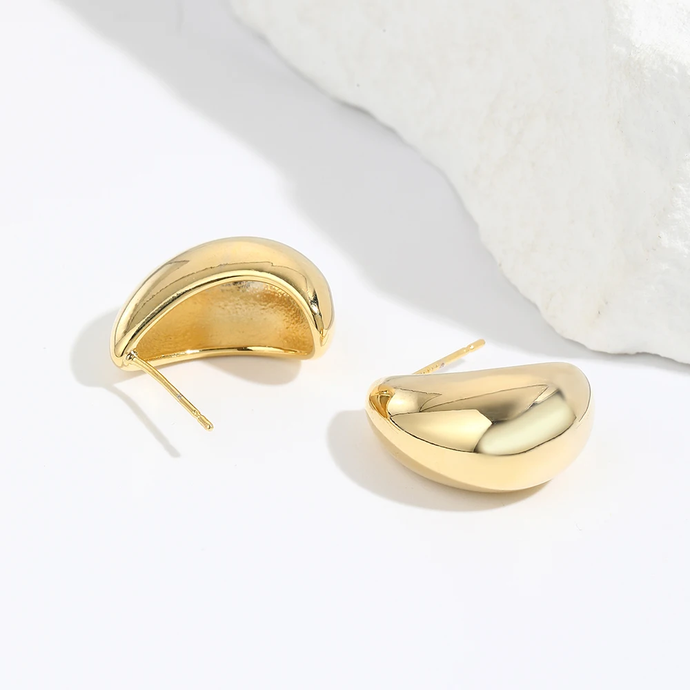 Minimal Design Smooth Oval Metal Beans Stud Earrings For Cute Girls 2023 New Fashion Jewelry Party Simple Accessories For Womens