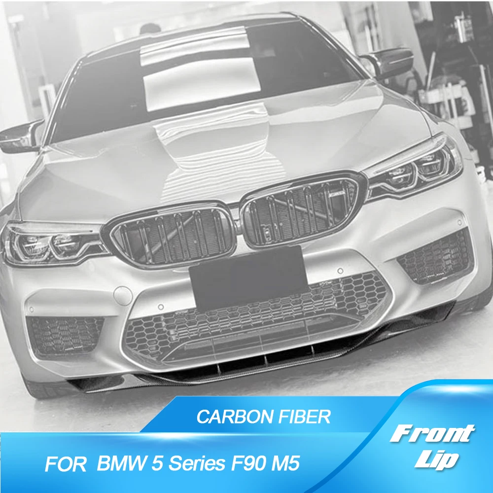 Фото Автомобильный передний бампер из углеродного волокна/FRP, спойлер для BMW 5 серии F90 M5 седан 2018-2020, передний спойлер для подбородка, фартук для губ №1