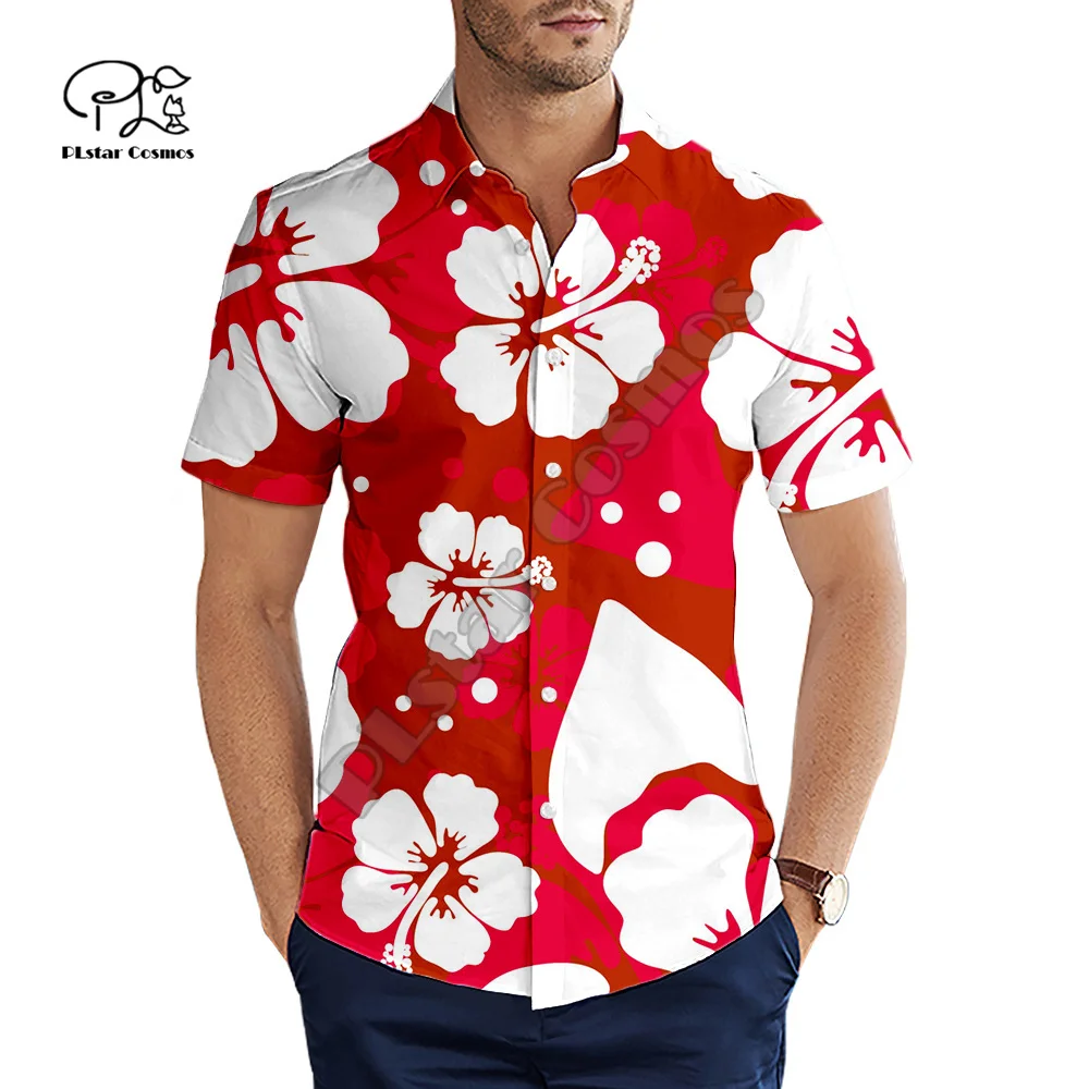 PLstar Cosmos Hawaiian Beach Shirts Skull Flowers Tribal NewFashion 3DPrint Summer Casual Funny Collar Shirts Short Sleeves X1
