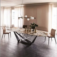 italian stone plate dining table modern simple home small apartment rectangular nordic mild luxury marble dining room