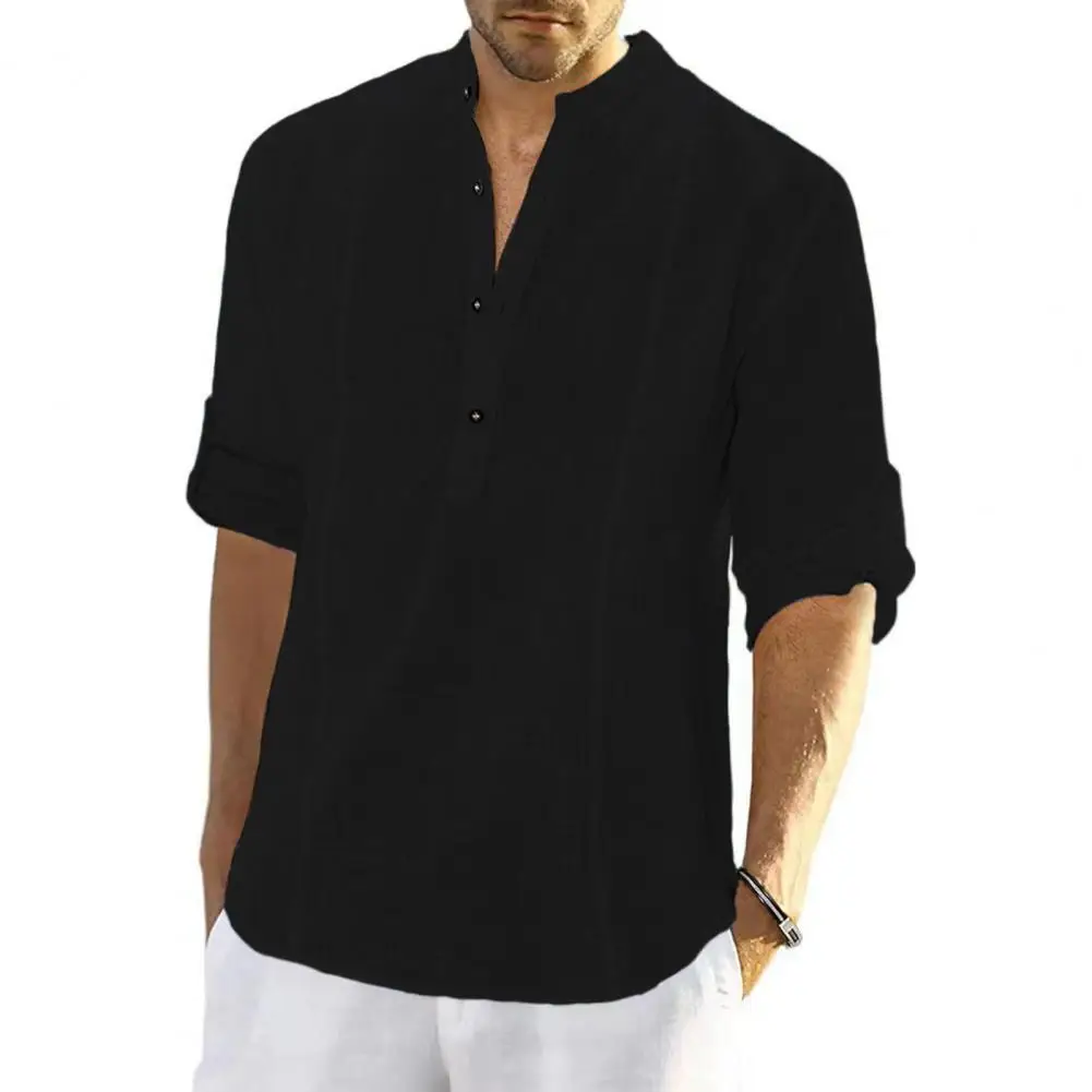 

Pullover Stylish Simple Casual Spring Shirt Anti-pilling Spring Tops Solid Color for Daily Wear