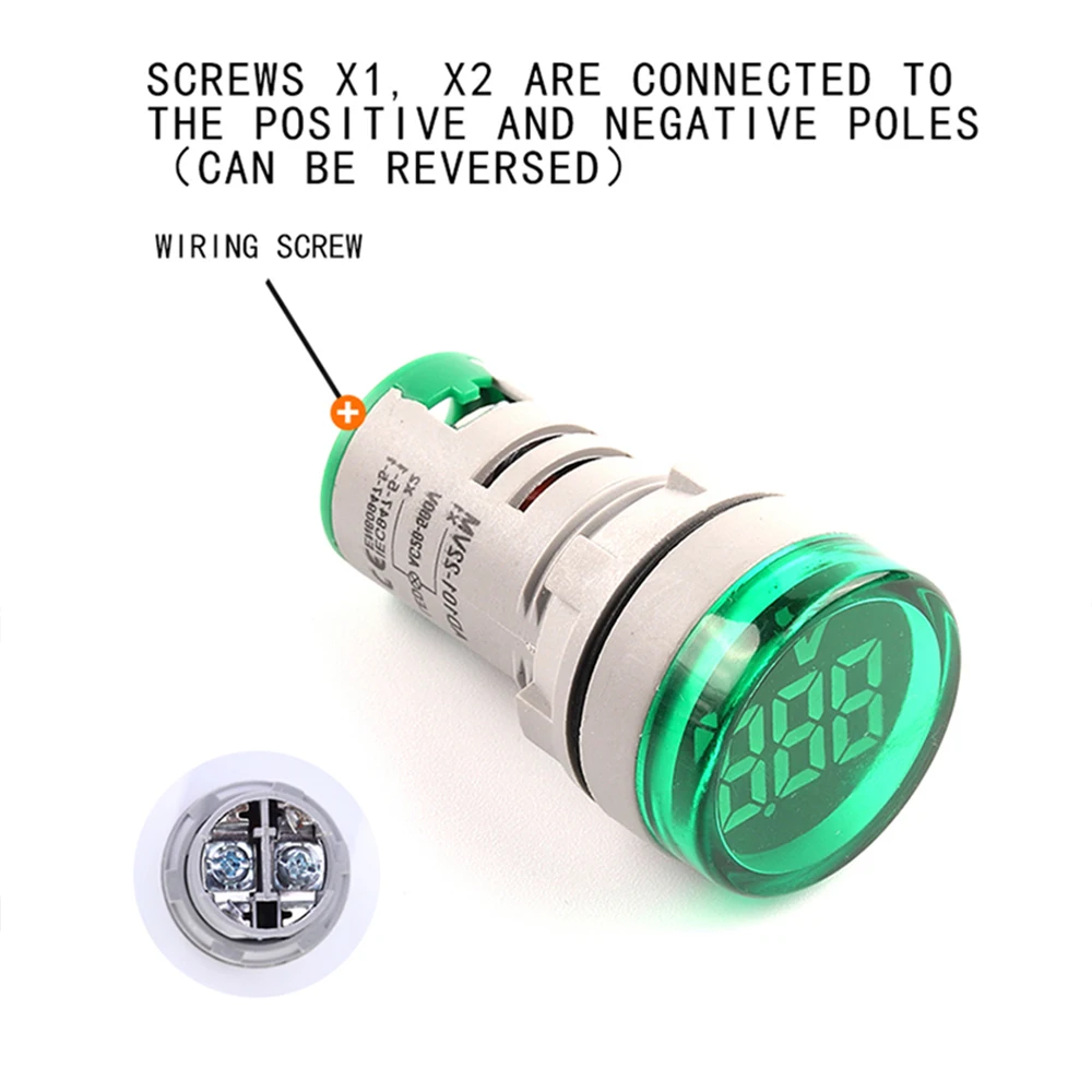 22 мм круглый/квадратный тип мини-цифровой вольтметр переменного тока 20-500 В вольт