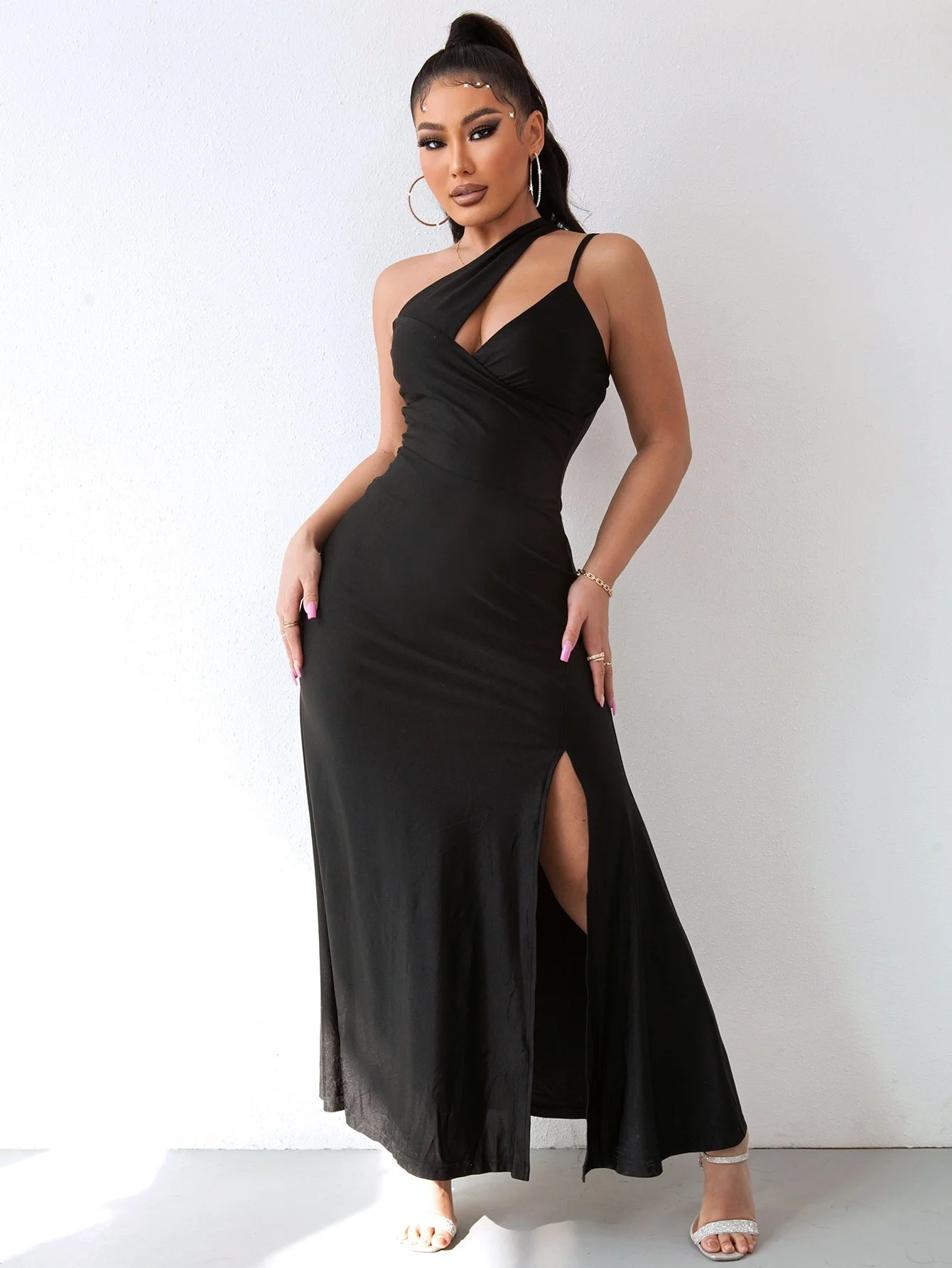 

EvaQueen Dress One Shoulder Cut Out Split Thigh Dress