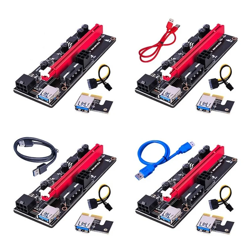 Райзер VER009S PCI-E, двойная 6-контактная Адаптерная карта PCIe 1X до 16X, карта расширителя USB3.0, кабель для передачи данных для майнинга BTC 009S Express