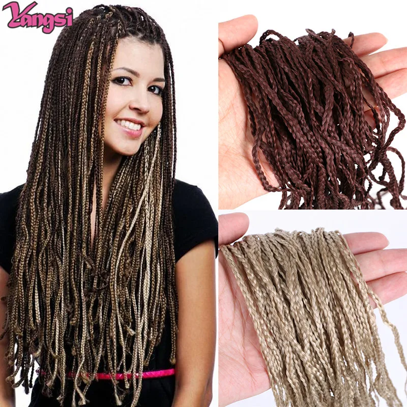 Фото Full Star 28 дюймов ZiZi Box Braids Синтетические наращивание волос Вязание крючком Плетение Сине-серые светлые вязанные крючком волосы 24 пряди 50 г/упак. №1
