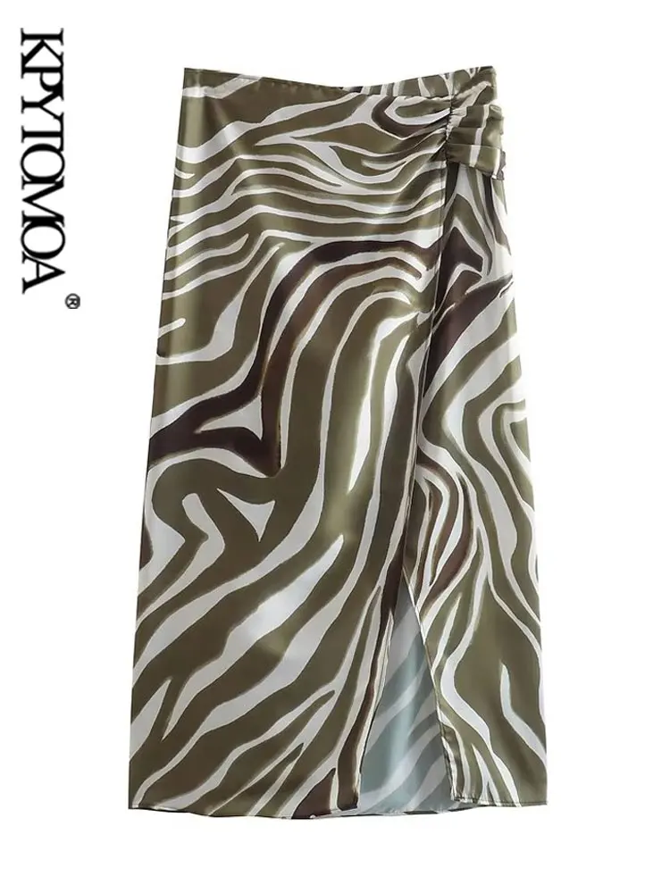 

Женская Юбка-миди с разрезом спереди и принтом животного