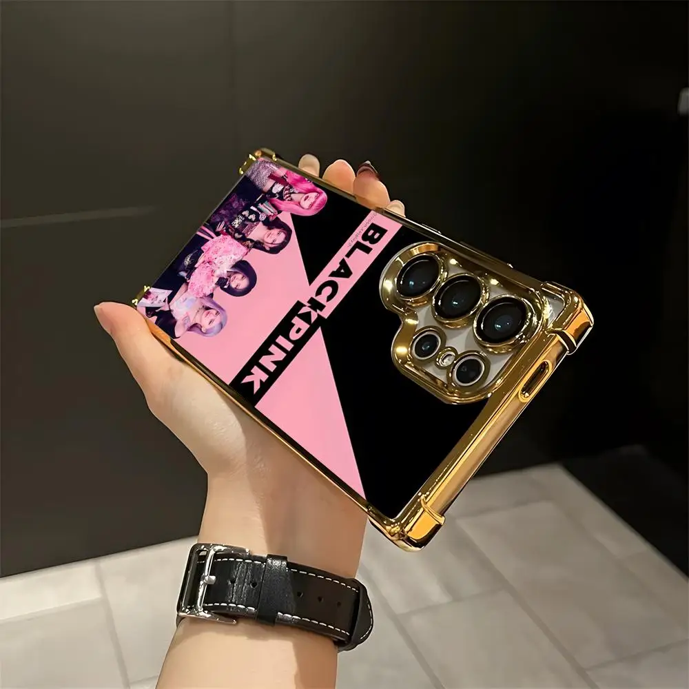 Kpop-BLACKPINKs-Girls гальванический четырехугольный прозрачный защитный чехол для
