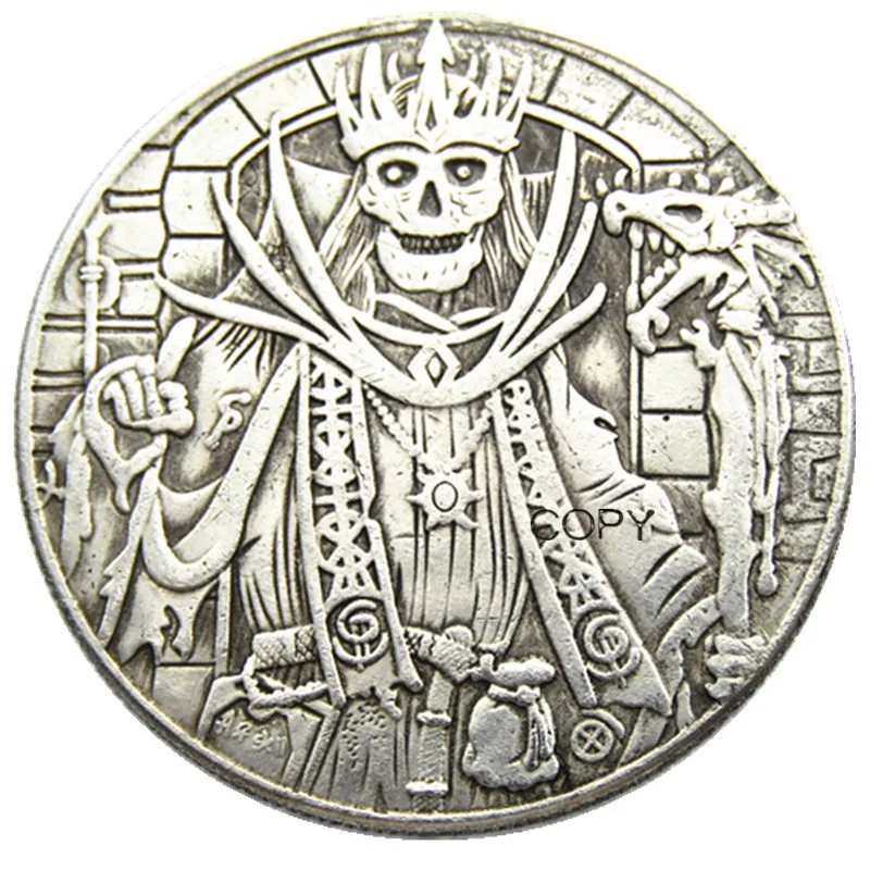

HB(185)US Hobo Morgan Dollar Skull Zombie Zkeleton Silver Plated Copy Coins