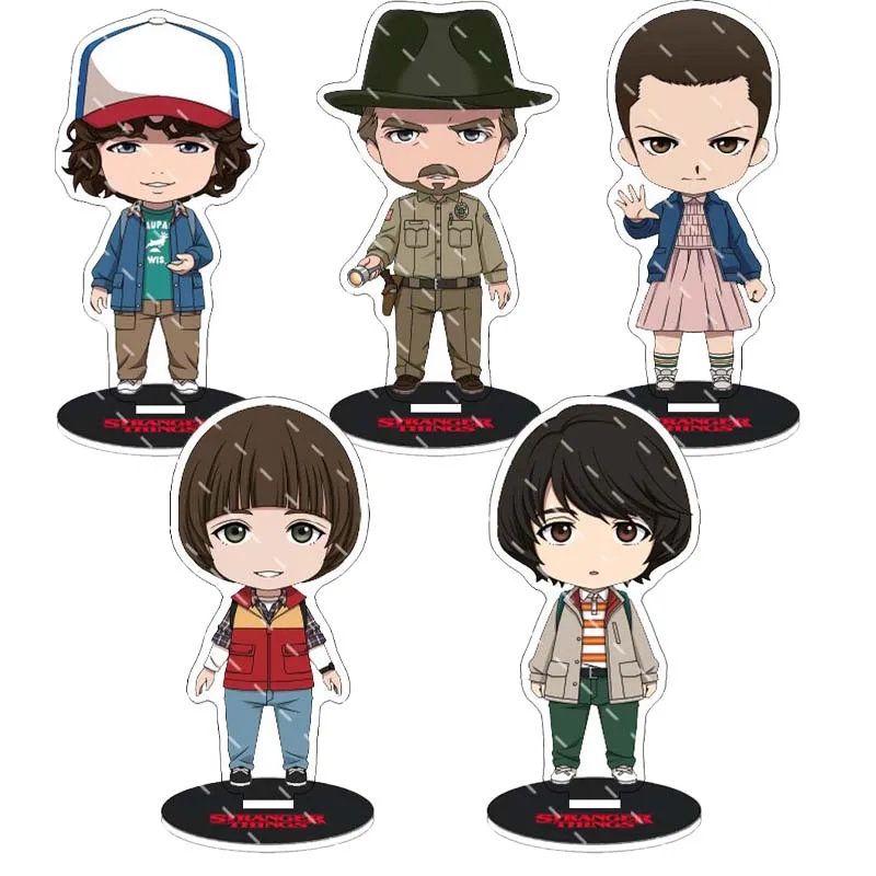 

Anime Stranger Things Acrylic Stand Model Eleven Dustin Lucas Action Figures DIY Desk Decor Standing Sign Collection Ornament