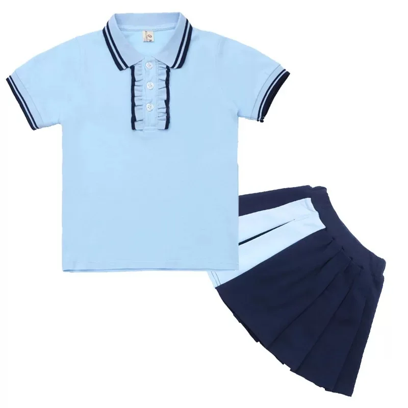 Golf clothing children clothing summer children's short sleeved T-shirt top, girls' short skirt, boys' ball suit Sportswear suit