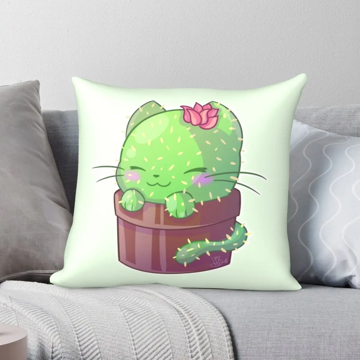 

Cat-Cus Square Pillowcase Polyester Linen Velvet Printed Zip Decor Pillow Case Bed Cushion Case 18"
