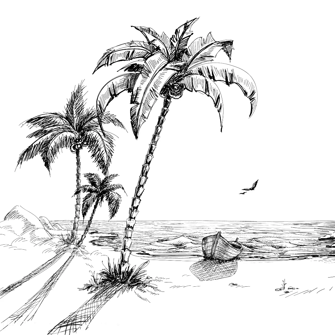 

Boat And Coconut Trees On The Shore Clear Stamps Mold For DIY Scrapbooking Cards Making Decorate Crafts 2020 NEW Arrival