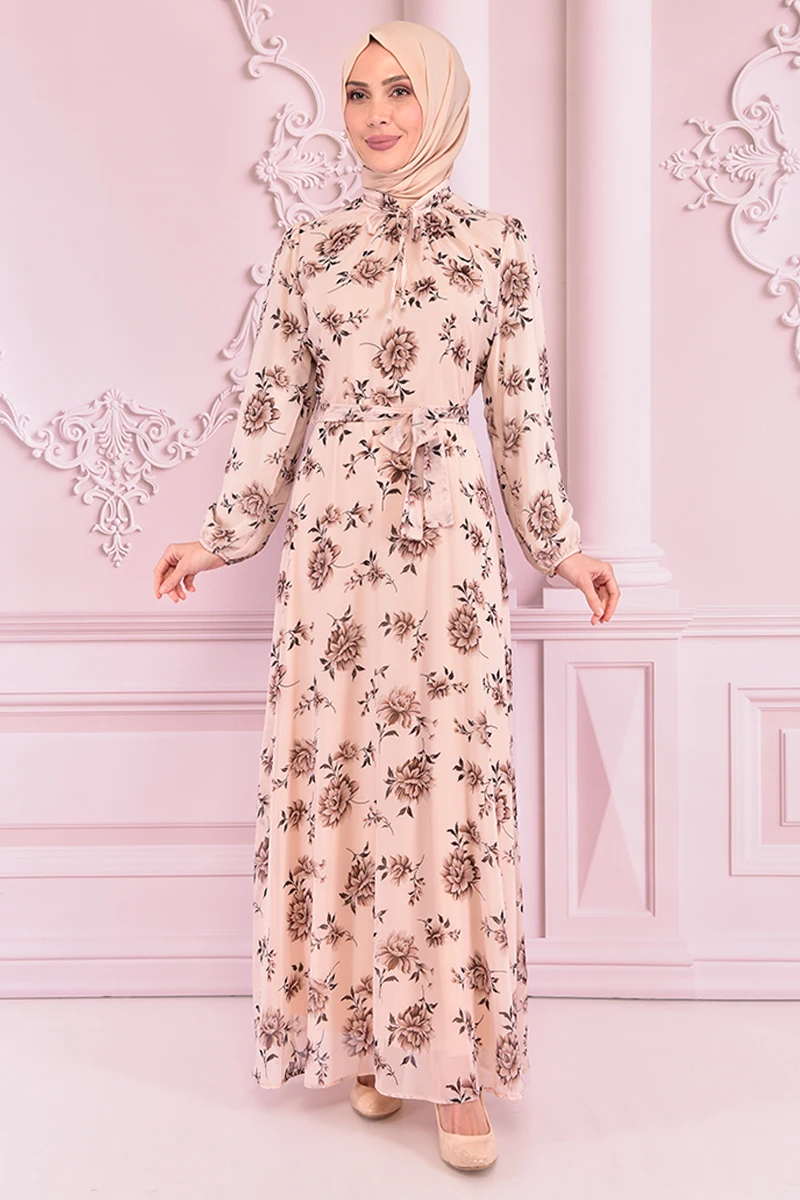 

Belt Chiffon Dress Beige VBR7360