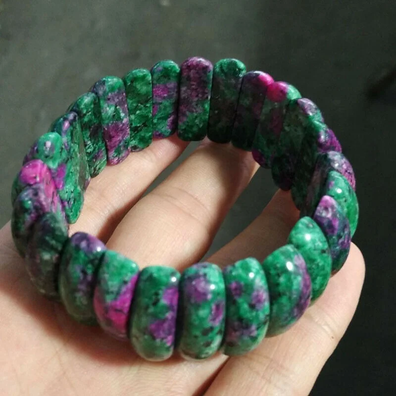 

Green Jade Wide Bracelet Men Women Healing Jewelry Natural Color Jades Stone Beads Elastic Beaded Bangle Bracelets Lucky Amulet