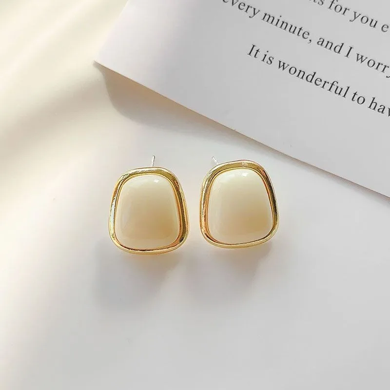 Бежевые трапециевидные акриловые серьги-гвоздики для женщин модные серьги