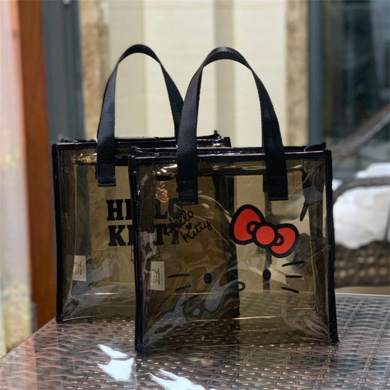 

Женская сумка Hello Kitty Sanrio, модная мультяшная прозрачная Водонепроницаемая портативная косметичка для мытья, сумка для работы и покупок, сумочки в подарок