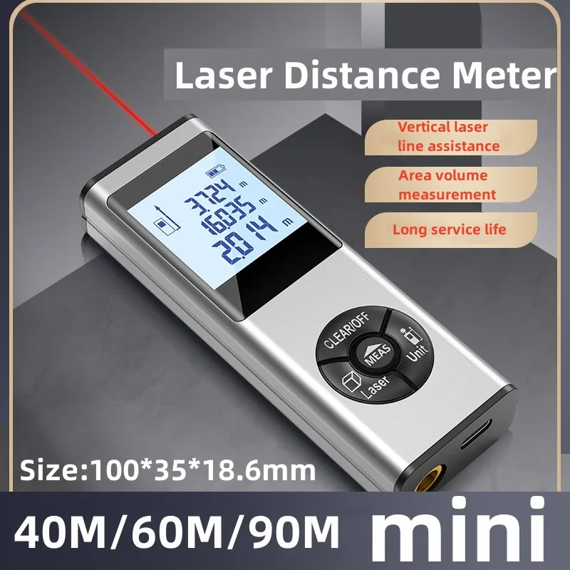

2023 Mini Laser Distance Measure Meter 40m 60m 90m Rechargeable Digital Range Finder Angle Length Measuring Tool Rangefinder