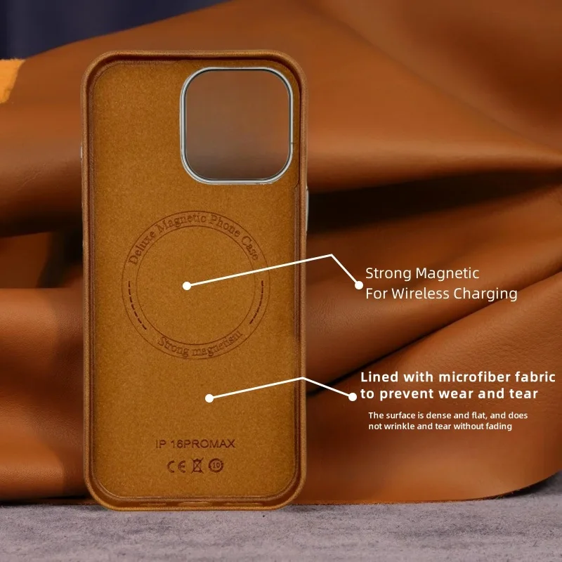 Чехол для iPhone 16, 16 Pro Max, 15, 14 Pro, 13 из магнитной искусственной кожи PU с защитой для камеры, совместимый с MagSafe, для беспроводной зарядки, жесткий, бронированный, из PU-кожи (art.: 3920cfe79beff) - 3920cfe79beff