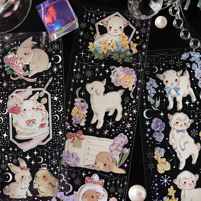 Серебряные декоративные наклейки в ассортименте милые кошки овечки кролик цветы