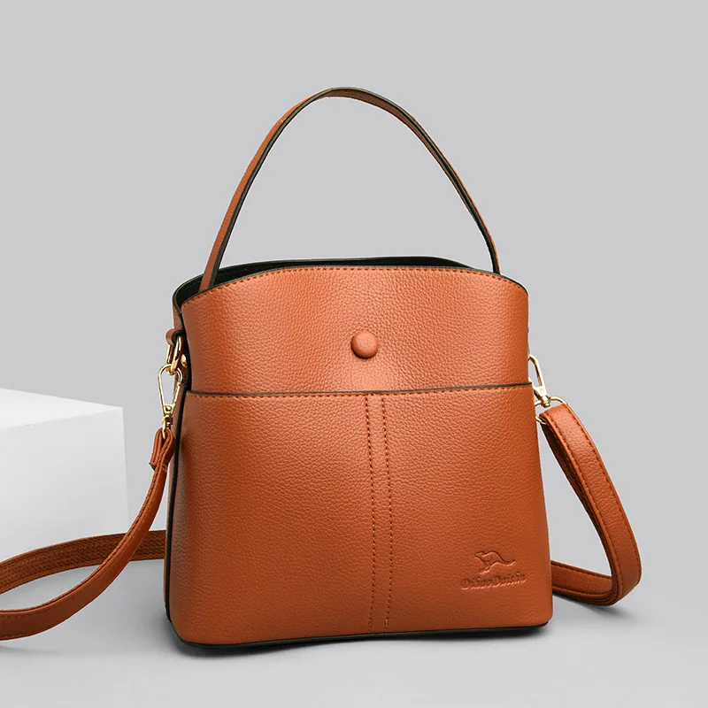 

High Quality Fashion Handbags For Women Designer Bucket Soft Leather Casual Messenger Bag Vintage Crossbody Small Shoulder Bags