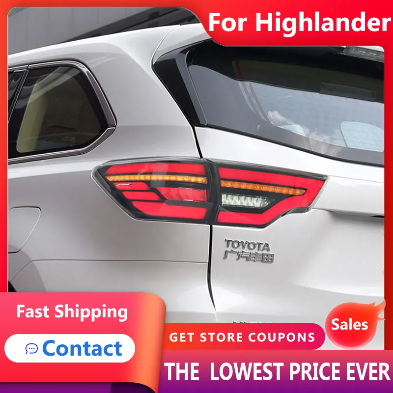 

Автомобильный светодиодный задний фонарь для Toyota Highlander 2015, 2016, 2017, 2018, 2019, задсветильник фонарь, задний фонарь, стоп-сигнал, сигнал поворота, 1 ...