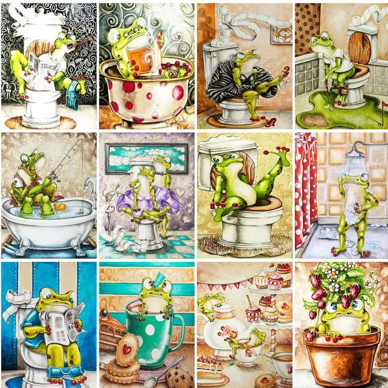 

PhotoCustom Pictures By Number Frog Gift DIY Oil Painting By Number Animal Home Decor Drawing On Canvas HandPainted Art Gift