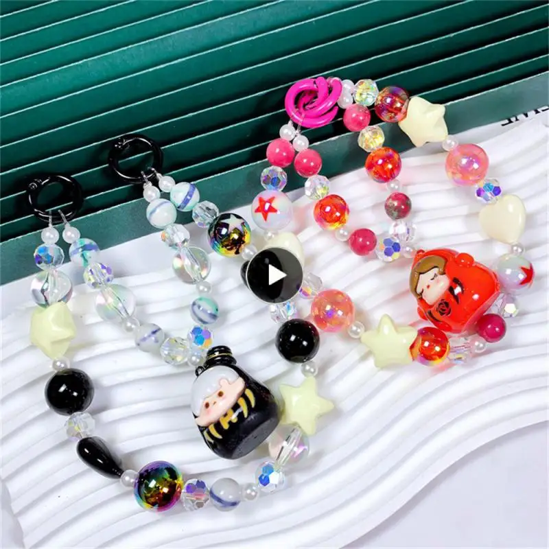 

Fall Resistance Cartoon Chain Sturdy Durable Pendant Mobile Phone Chain Backpack Ornament Sweet And Cute Hand-painted Beads