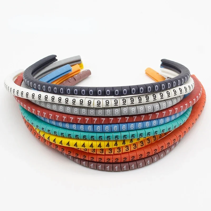 

500 шт. EC-0 маркер для кабеля от 0 до 9, размер кабеля 1,5 кв. мм, цветной