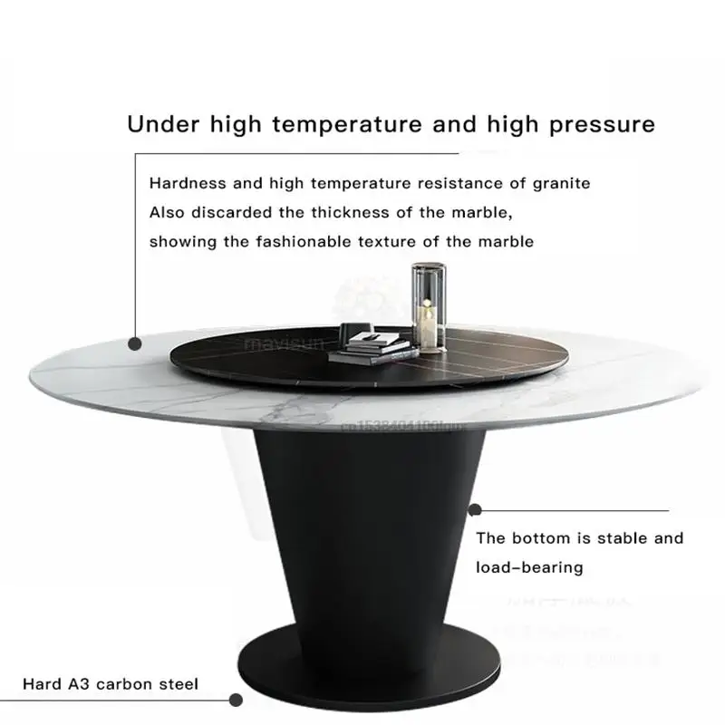 Круглый мраморный вращающийся стол в итальянском стиле с 4 обеденными стульями