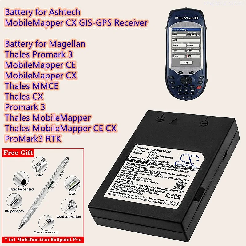 Фото Аккумулятор Cameron Sino для GPS-навигаторов 3.7V 3960mAh для приемников Ashtech Magellan Thales CX GIS №1