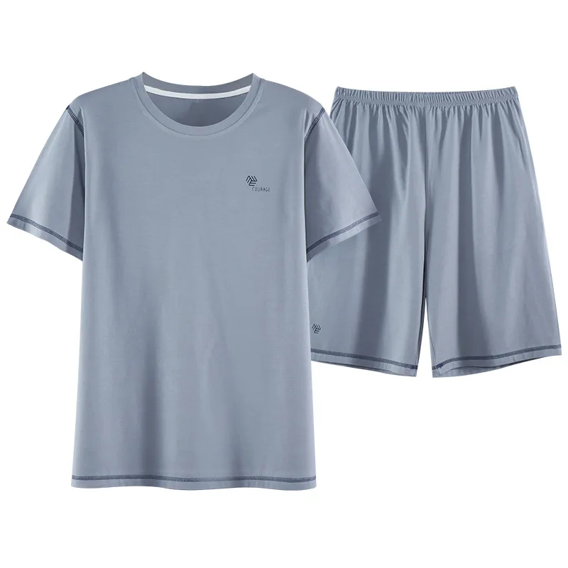 Pajamas Men's 2023 Summer New Products Thin Short-sleeved Can Be Worn Outside Home Service Loose Casual Suit Leisure Nightwear