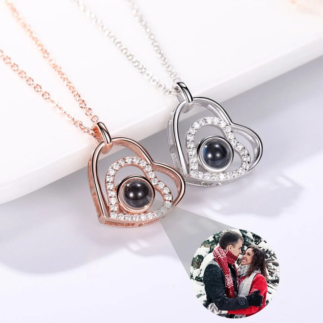 

Customized Photo Projection Heart PendantNecklace Personalized Pet Family Necklace with Photo Projection Jewelry Birthday Gifts