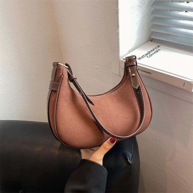 

Модные сумки через плечо, дамские сумки в стиле ретро, сумки с полумесяцем для женщин 2022, однотонные сумки через плечо из искусственной кожи,...