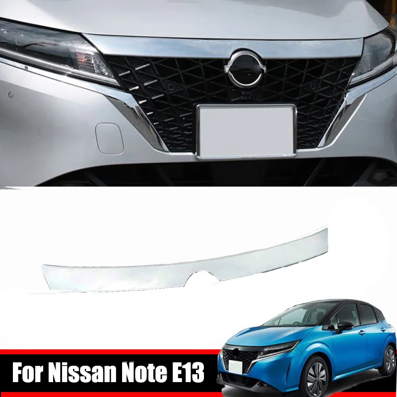 

For Nissan Note E13 2020 2021 2022 ABS chrome Center Grille Engine Grill hood Upper mesh Cover Front Bumper Protection trim