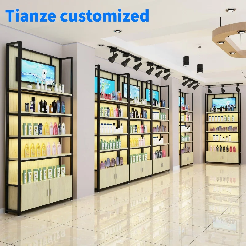 (На заказ) популярные полки для супермаркетов стальные деревянные розничный